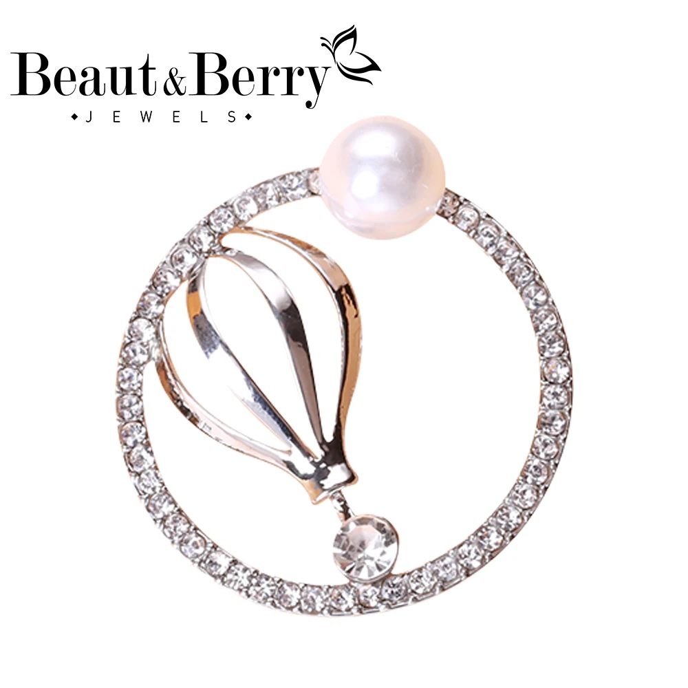 

Beaut&Berry Pearl Rhinestone Cutout Brooch Women's Jewelry Office Gifts Wedding Party Accessories