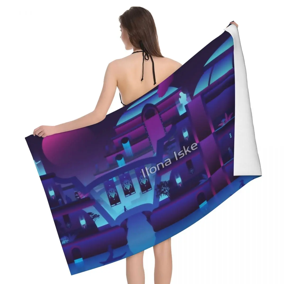 

Synthwave Vivec City 80x130cm Bath Towel Water-absorbent For Bathroom Personalised Pattern