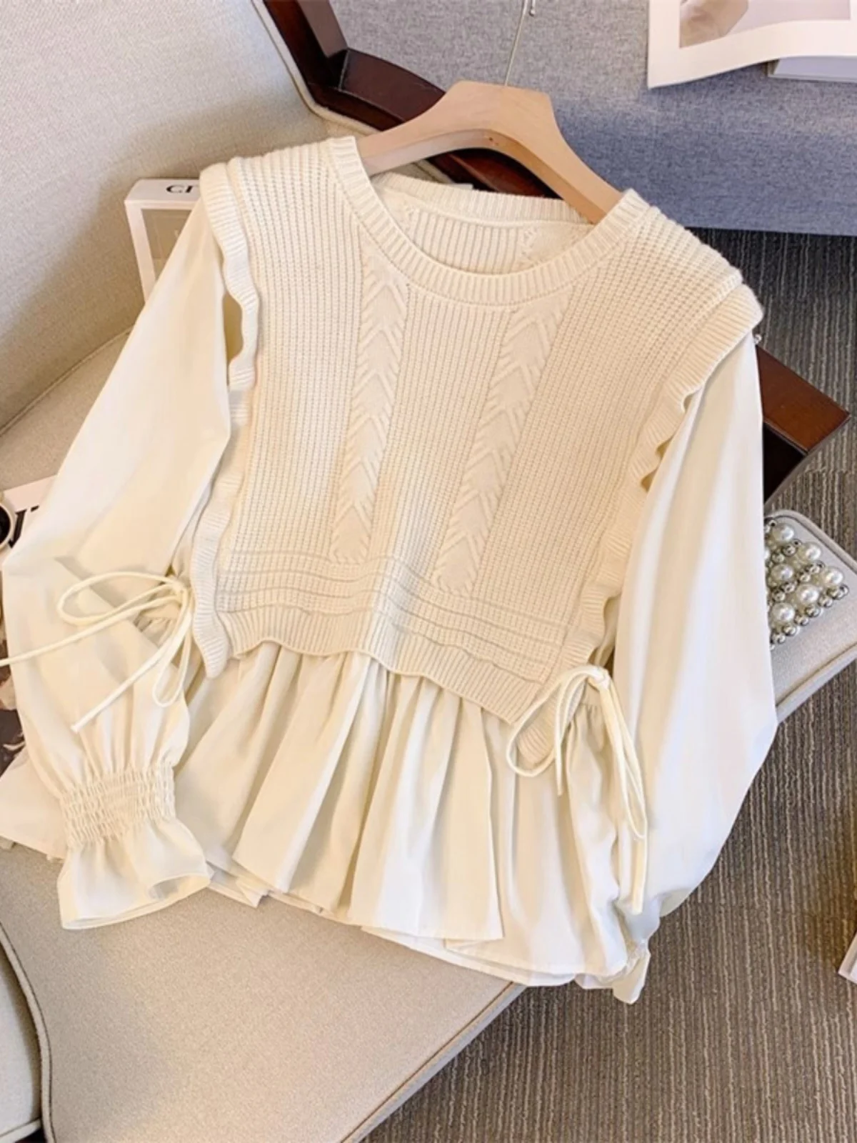 Бренд Clearance Counter Cut the Tag off Женская одежда Искусственная лоскутная вязка из двух