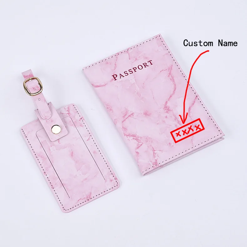 Tag Set With Customized Name Passport Holder Cover For Coupl