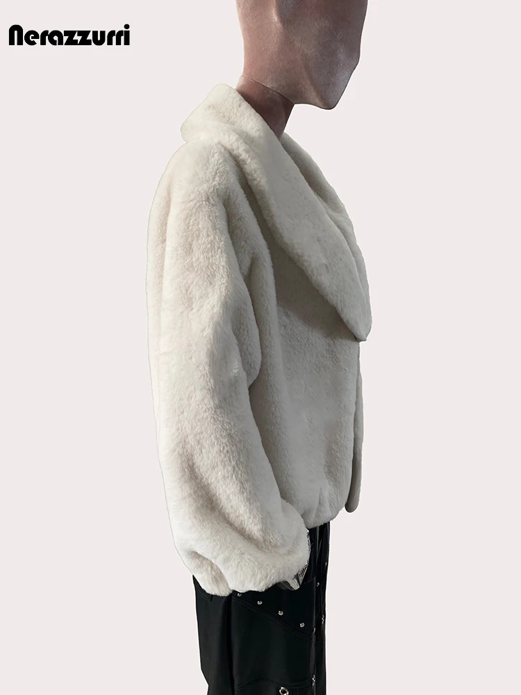 Nerazzurri Осень-зима Оверсайз Сладкая Мягкая Короткая Теплая Толстая Пушистая