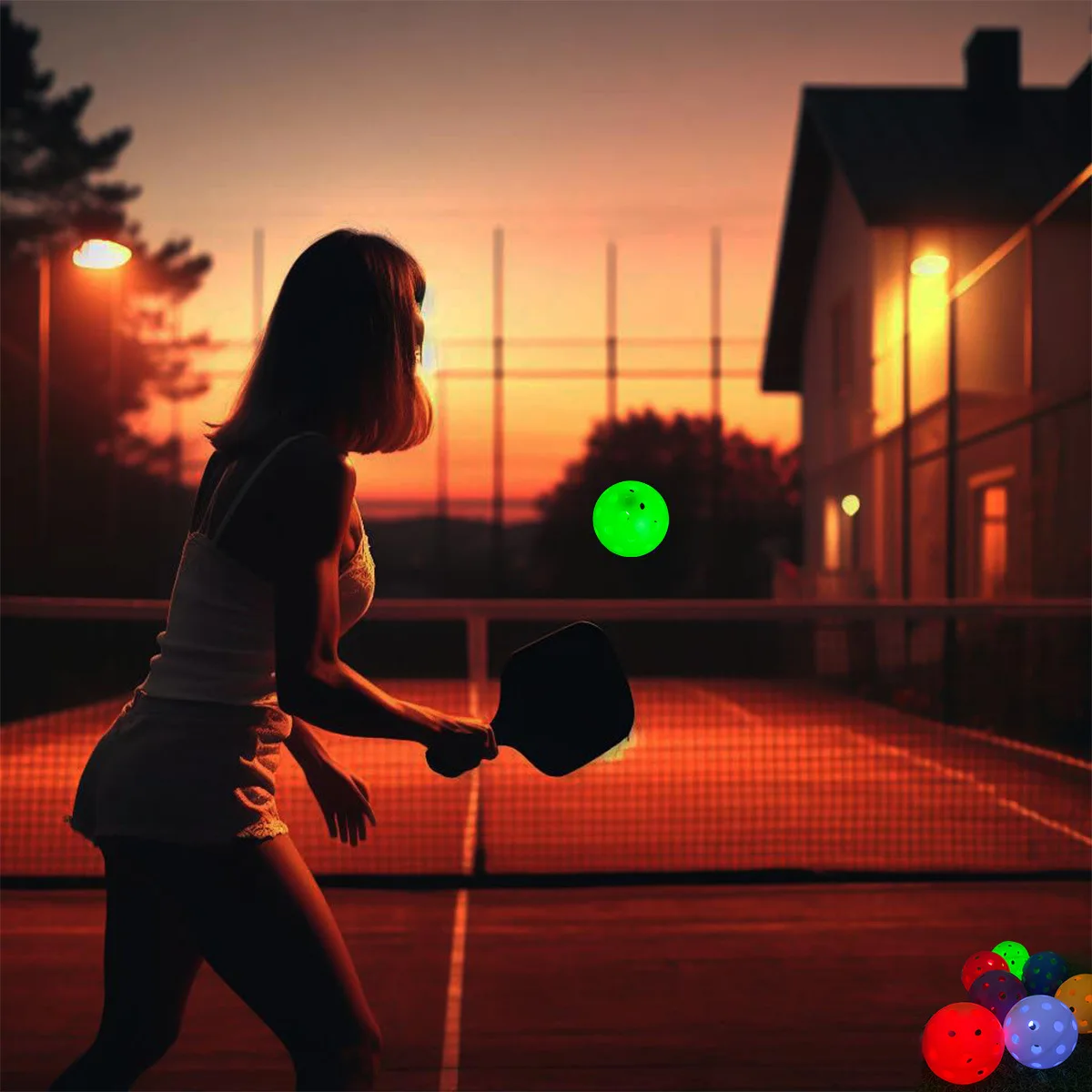Фото SONGYI светящиеся в темноте Pickleball 7-цветные уличные Pickleball со светодиодной подсветкой, высокая видимость и длительный срок службы для ночных игр №2