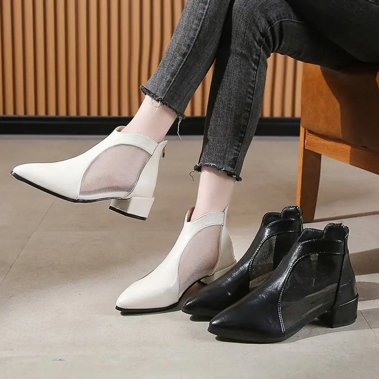 

Новинка 2022, сандалии с открытым носком, женские летние новые дышащие туфли на толстом каблуке, универсальные ажурные римские сетчатые сапог...