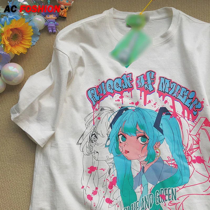

Oversized T-shirt Women Loose Tops Summer Clothes Japanese Anime Two-dimensional Printing Tshirt O Neck Short Sleeve Tee Shirts