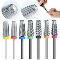 5 in 1 tapered nail buffing milling cutter nail files carbide nail drill bit pedicure tool manicure polish gel remove accessory