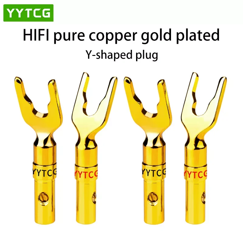

NEW2023 4pics/lot "U" "Y" Banana Plug Conenctor Gold plated Spade Speaker Banana Plugs Audio Screw Fork Conn