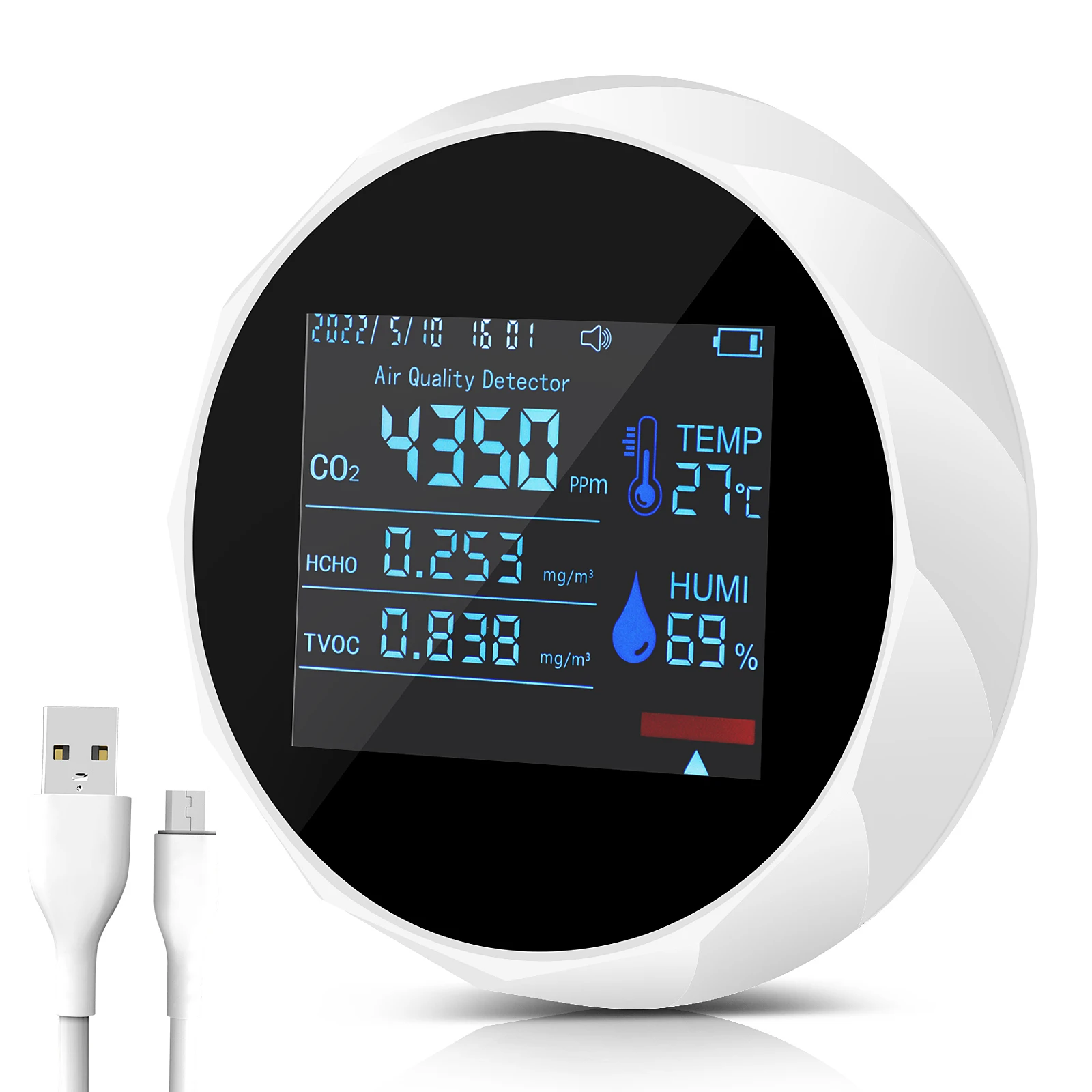 

7 in 1 Multifunctional Air Quality Monitor Carbon Dioxide Detector Bluetooth Fast Connection High-precision CO2 Sensor