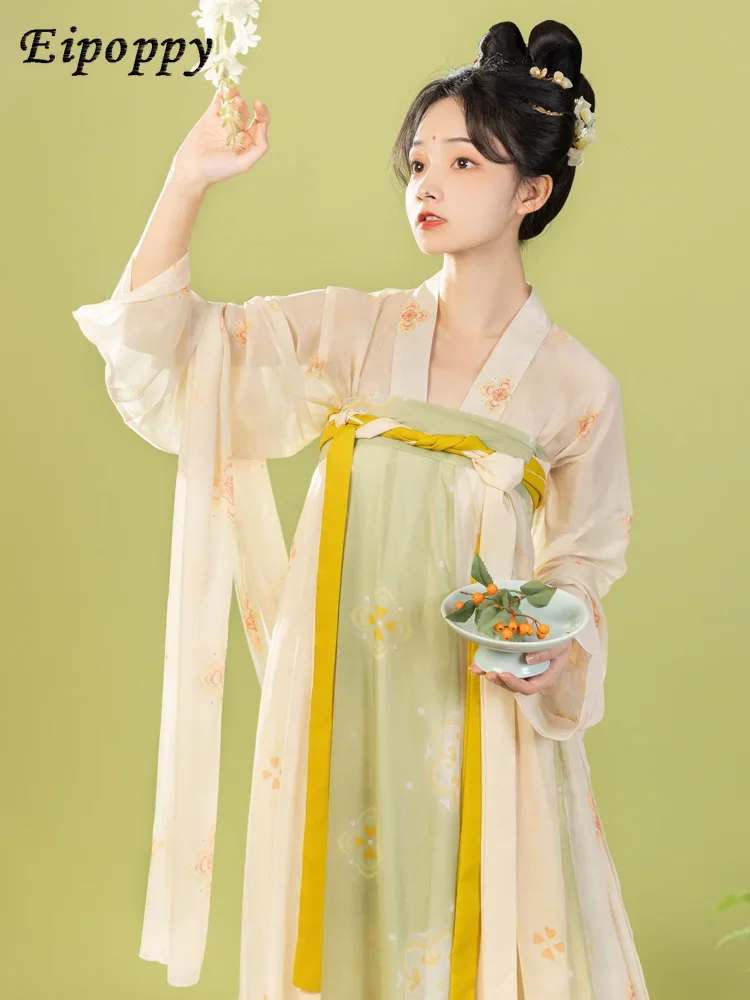 Женская цельная рваная юбка в стиле Тан Hanfu длиной до груди с принтом