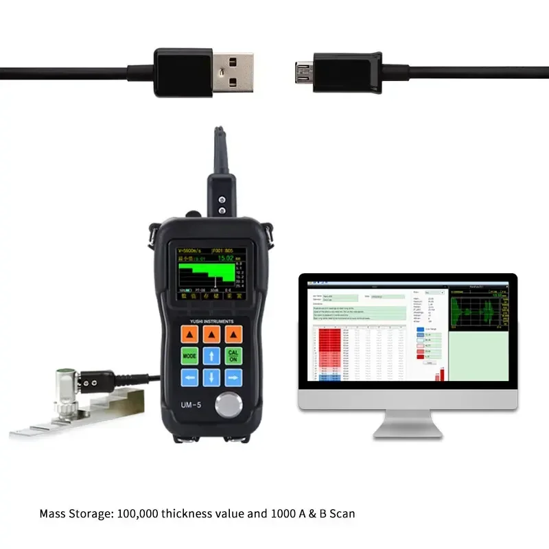 YUSHI UM-5DL 0 5-508 мм цифровой цветной ультразвуковой толщиномер A B сканирования с