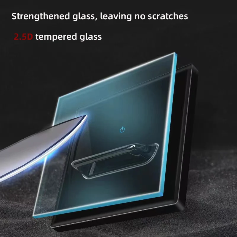 Настенный выключатель из закаленного стекла Европейская розетка самосброс