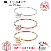 authentic s925 sterling silver set chain buckle snake bone bracelet is suitable for womens diy jewelry original charm