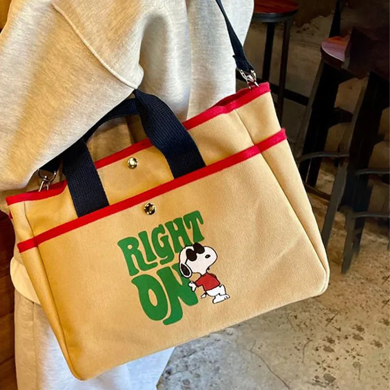 

Snoopy New Cartoon Handbag Large Capacity Fashionable Women's Canvas Bag Color-Blocking Trend Single Shoulder Messenger Bag