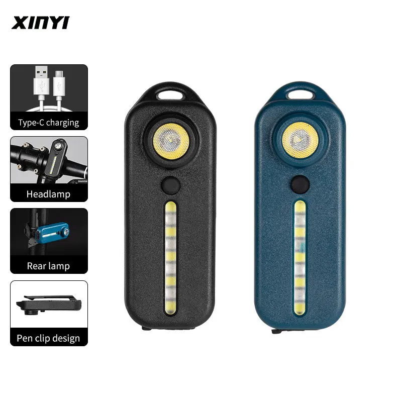 

Миниатюрный светодиодный фонарь с зарядкой от USB светильник портативный карманный фонасветильник с брелком, лампа для велосипеда, задний ф...