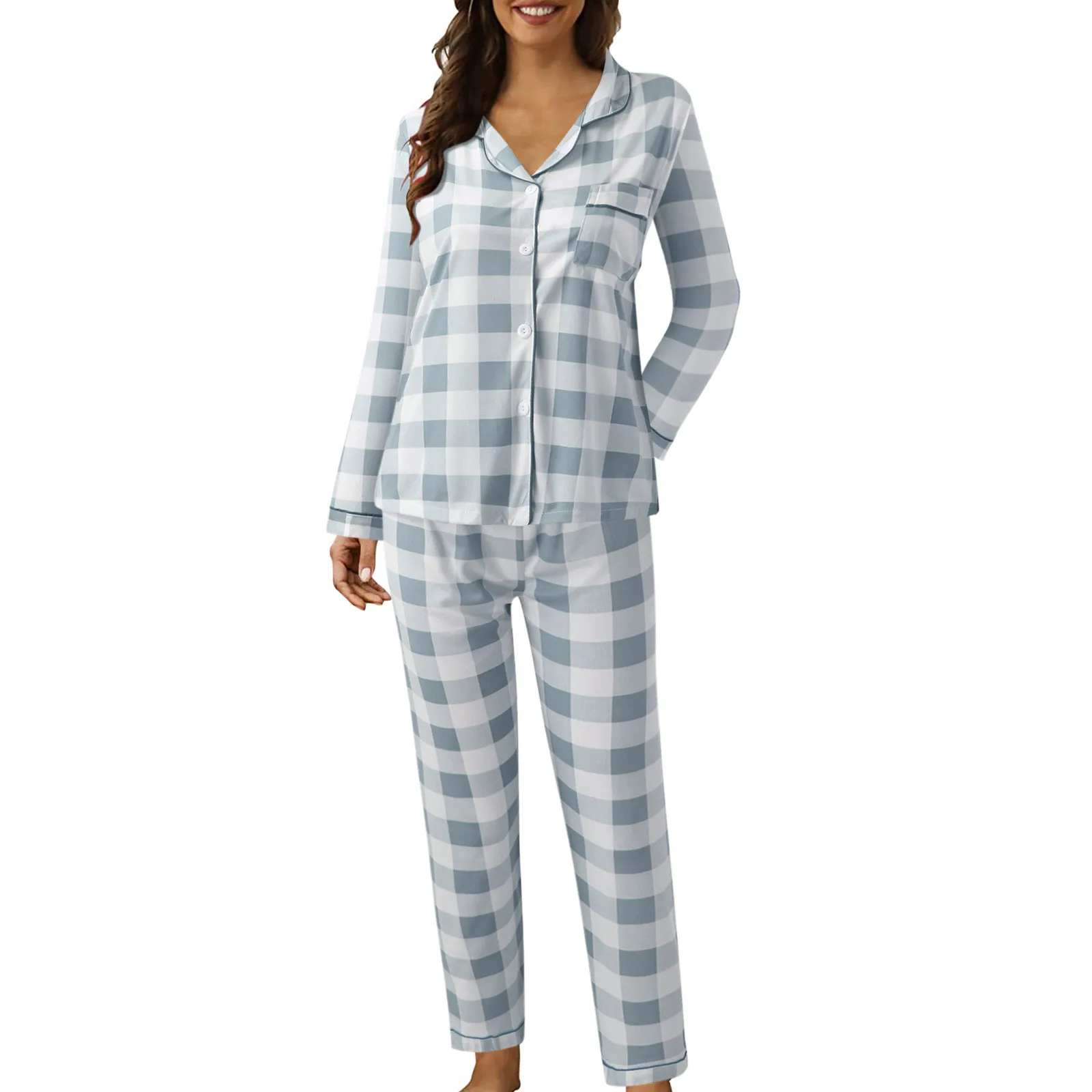 

New Sleepwear Pajamas For Women Long Pants And Sleeve Summer Spring Loungewear Fashion Print Home Clothing Homewear Sets