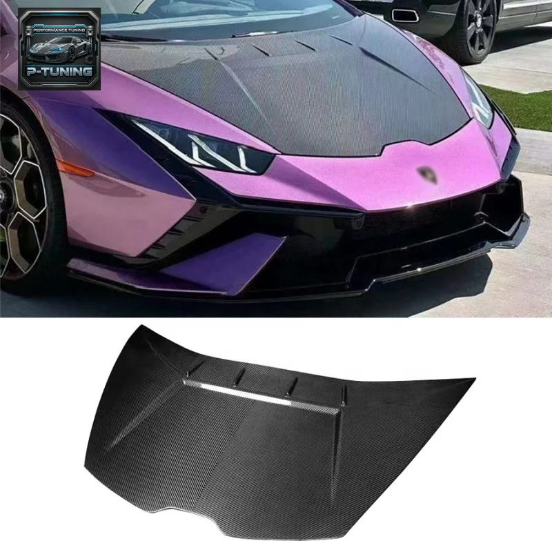 Фото Передний капот из углеродного волокна в стиле Tecn-ica для Lamborghini Huracan LP610 LP580 EVO, передний бампер, капот двигателя, крышка капота, автозапчасти №1