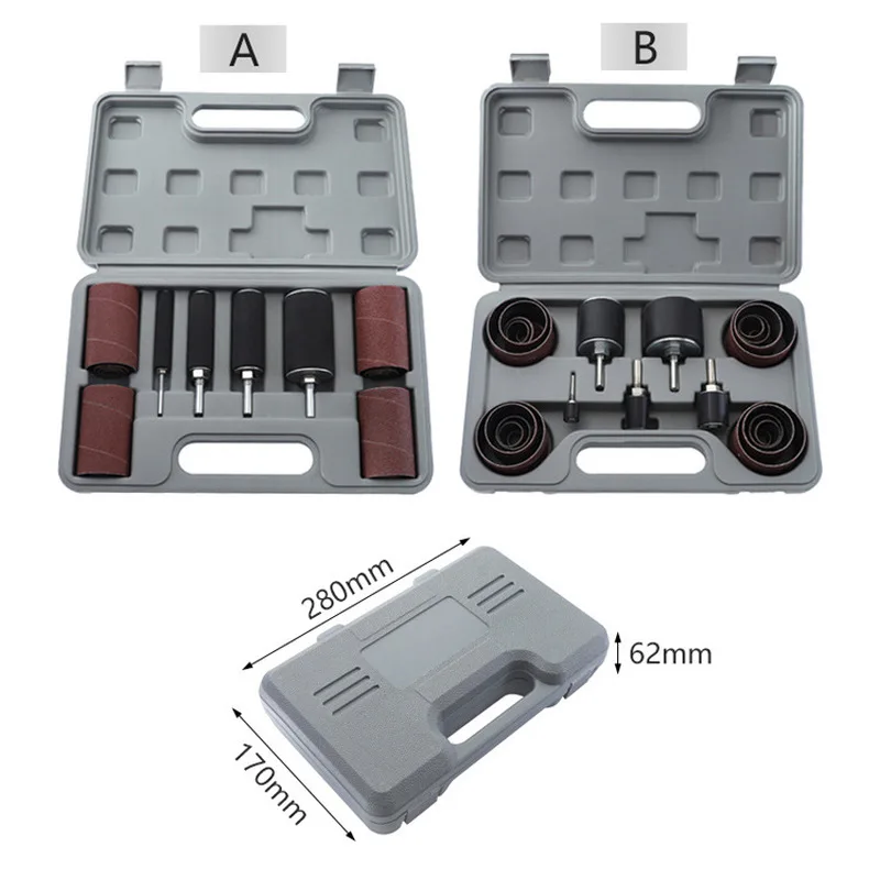 Drum Sander Kit Sanding Belt Grit 80 120 Sandpaper Long Short with Spindle Case for Drill Press Rotary Tools