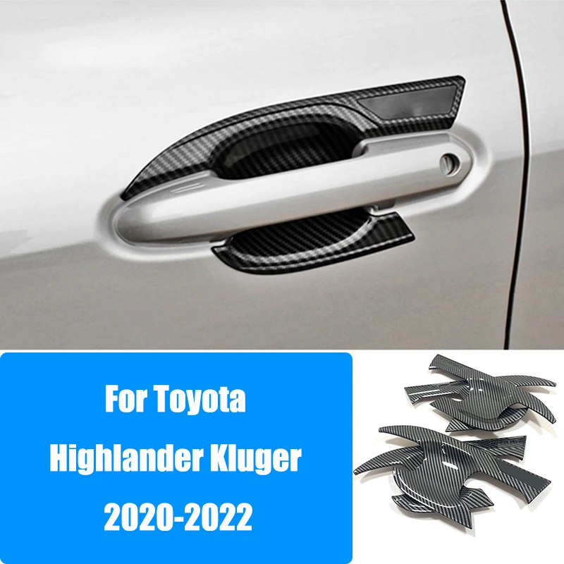 

Side Door Handle Bowl Cover Trim Stickers For Toyota Highlander Kluger 2020-2022 ABS Car Styling Accessories
