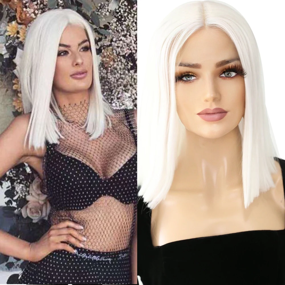 

Straight Bob Synthetic Lace Wigs White Bob Wigs Straight Short Bob Wig HAIR for Party Daily Shoulder Length white wig