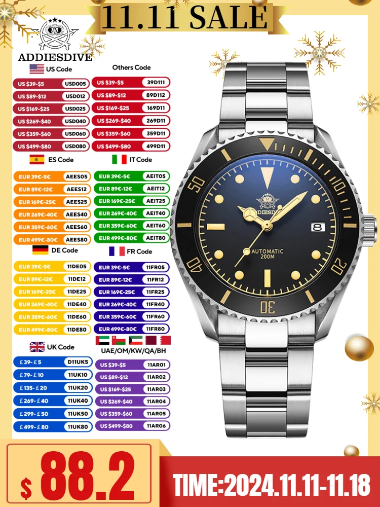 Мужские наручные часы ADDIESDIVE 70-серии цвет в ассортименте