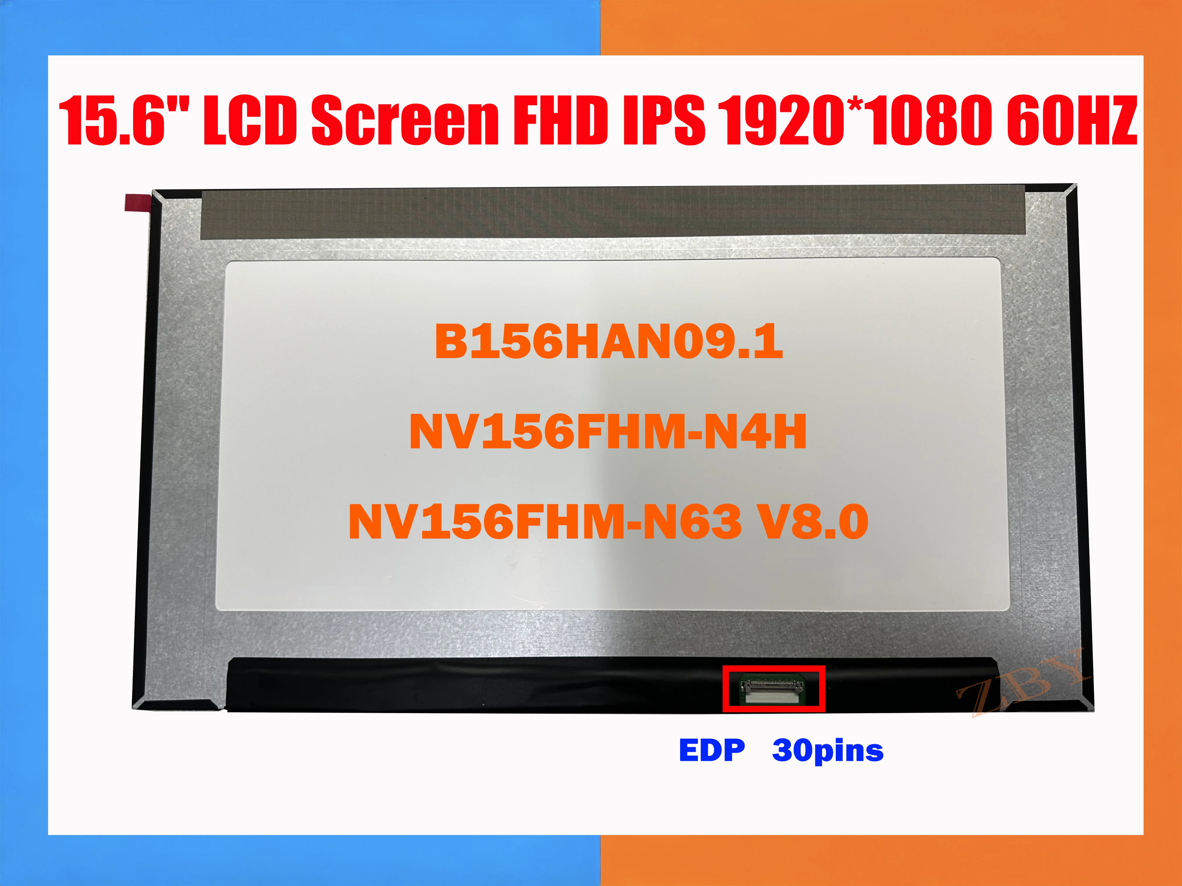 Фото Для 15,6-дюймовой FHD IPS LCD панели NV156FHM-N63 V8.0 NV156FHM-N4H B156HAN09.1 1920x1080 30-контактный eDP 60 Гц без сенсорного ввода, замена для ноутбука №2