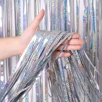 2m 3m 4m metallic foil fringe shimmer backdrop wedding party wall decoration photo booth backdrop tinsel glitter curtain gold