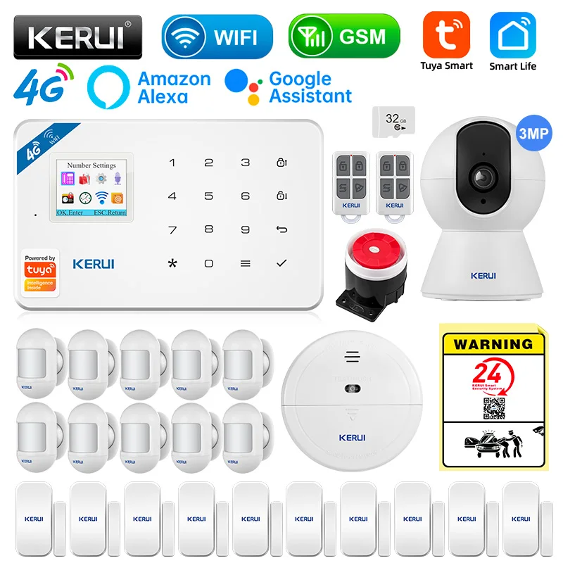 

Охранная сигнализация KERUI W184, GSM, 4G, Wi-Fi, управление через приложение