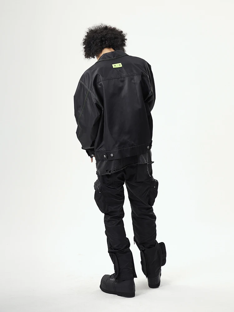 PMW New Nylon Jacket for Men Black High Street Fashion Trend Outerwear Youth Populari Spring Autumn Winter Regular Fit Oute... |