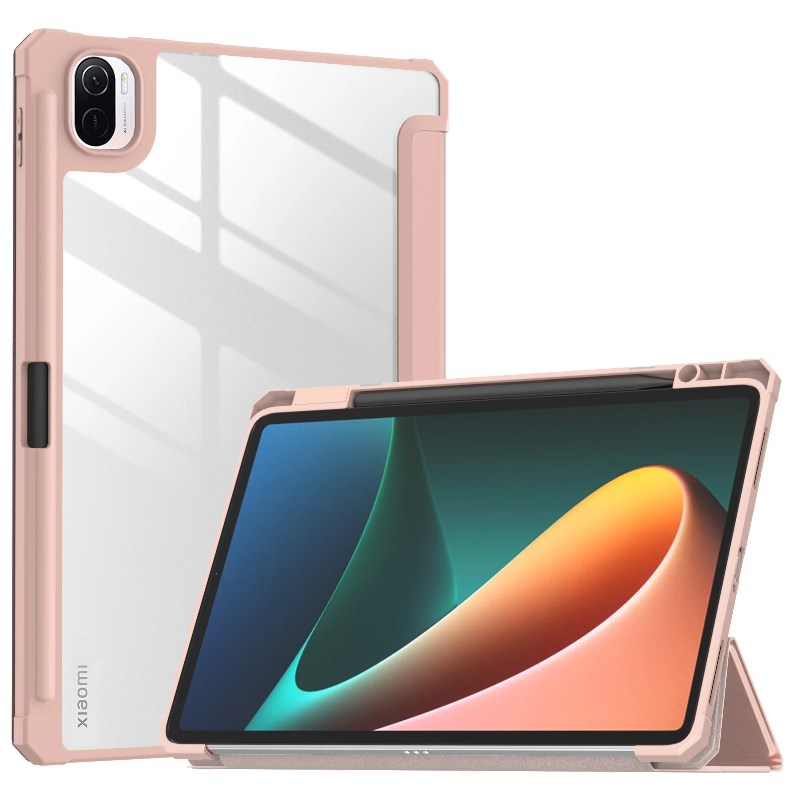 

Чехол MoKo для Xiaomi Mi Pad 5/Mi Pad 5 Pro 11 ", чехол для планшета 2021 с держателем S-Pen, чехол для планшета тройного сложения, прозрачная задняя крышка для ПК