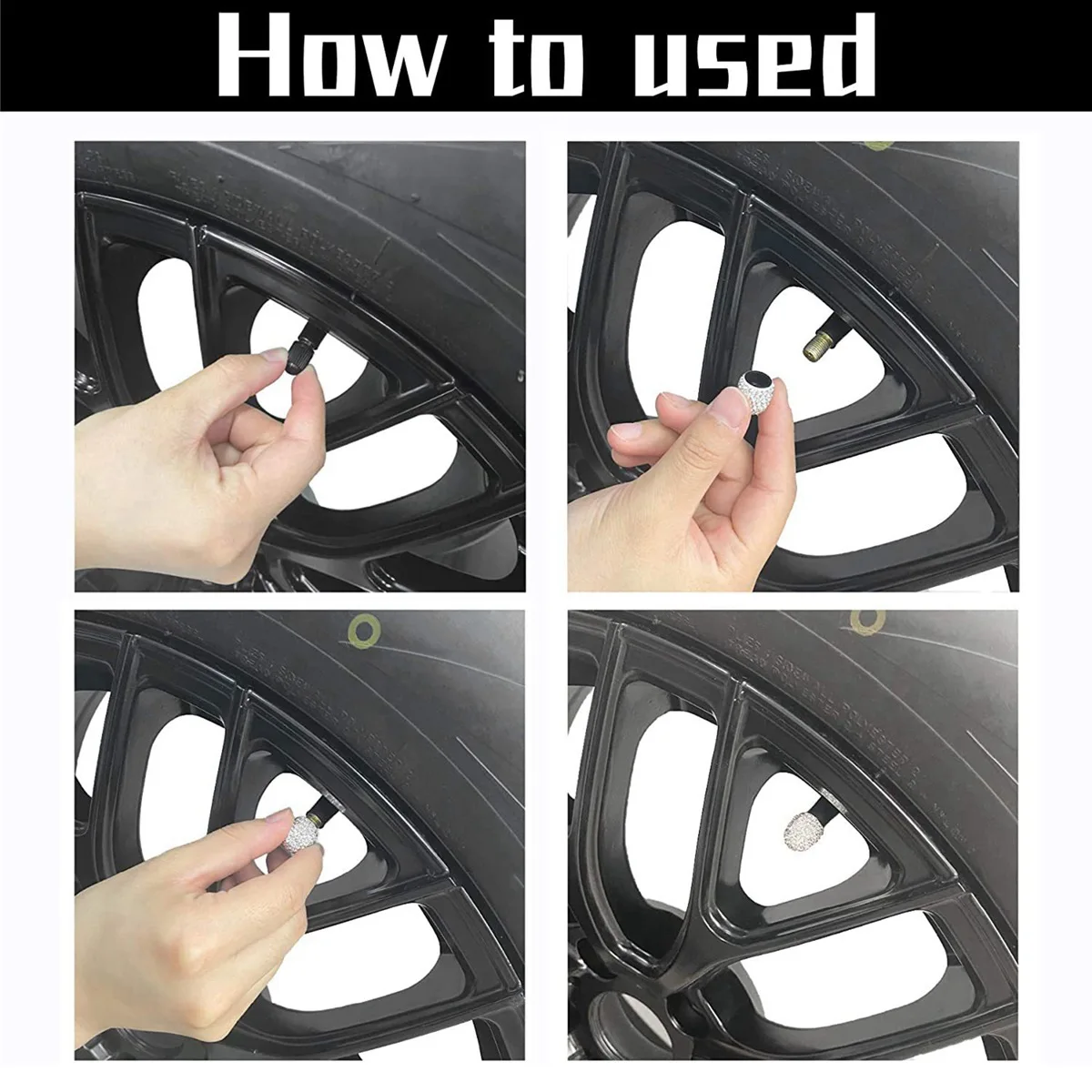 12 шт. крышка клапана со стразами блестящая для автомобильных шин пылезащитная