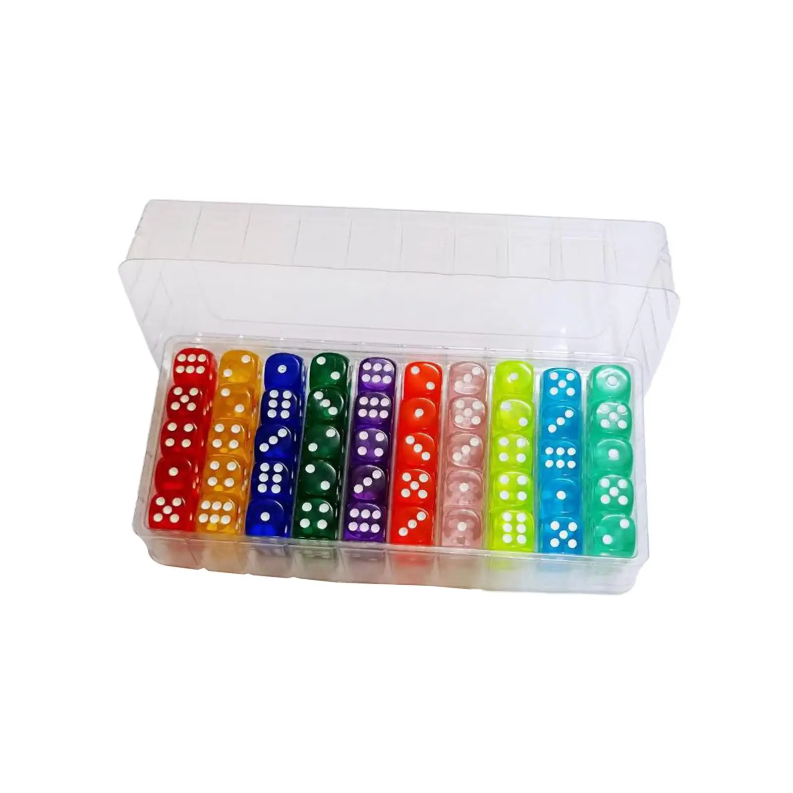 

100Pcs 6 Sided Dice Set Translucent Colors Acrylic Dice Round Corner 14mm for Playing Games Party Favors Gifts Teaching Math