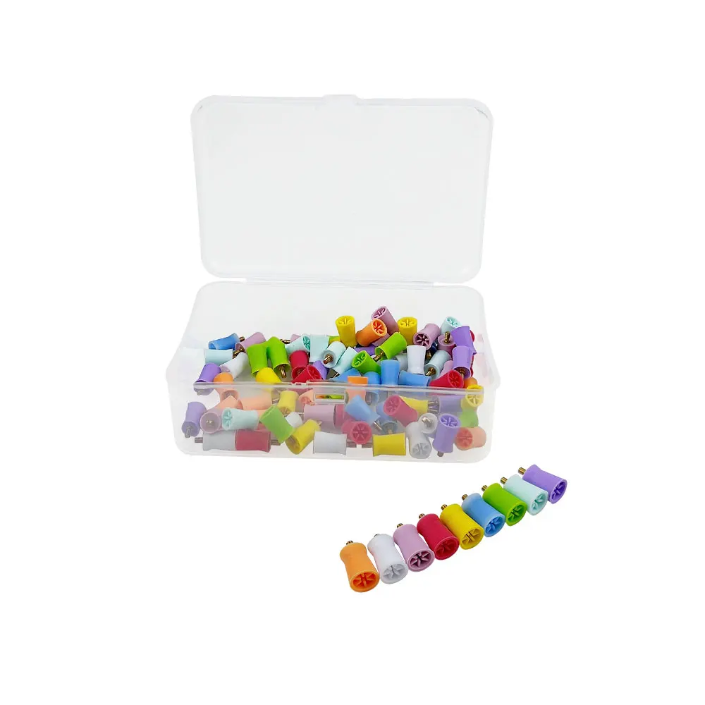 100pcs Dental Pages Prophy Polishing Cup Screw-in Tooth Polish Polishing Brush Prophy Cup for Low Speed Handpiece Oral Hygiene