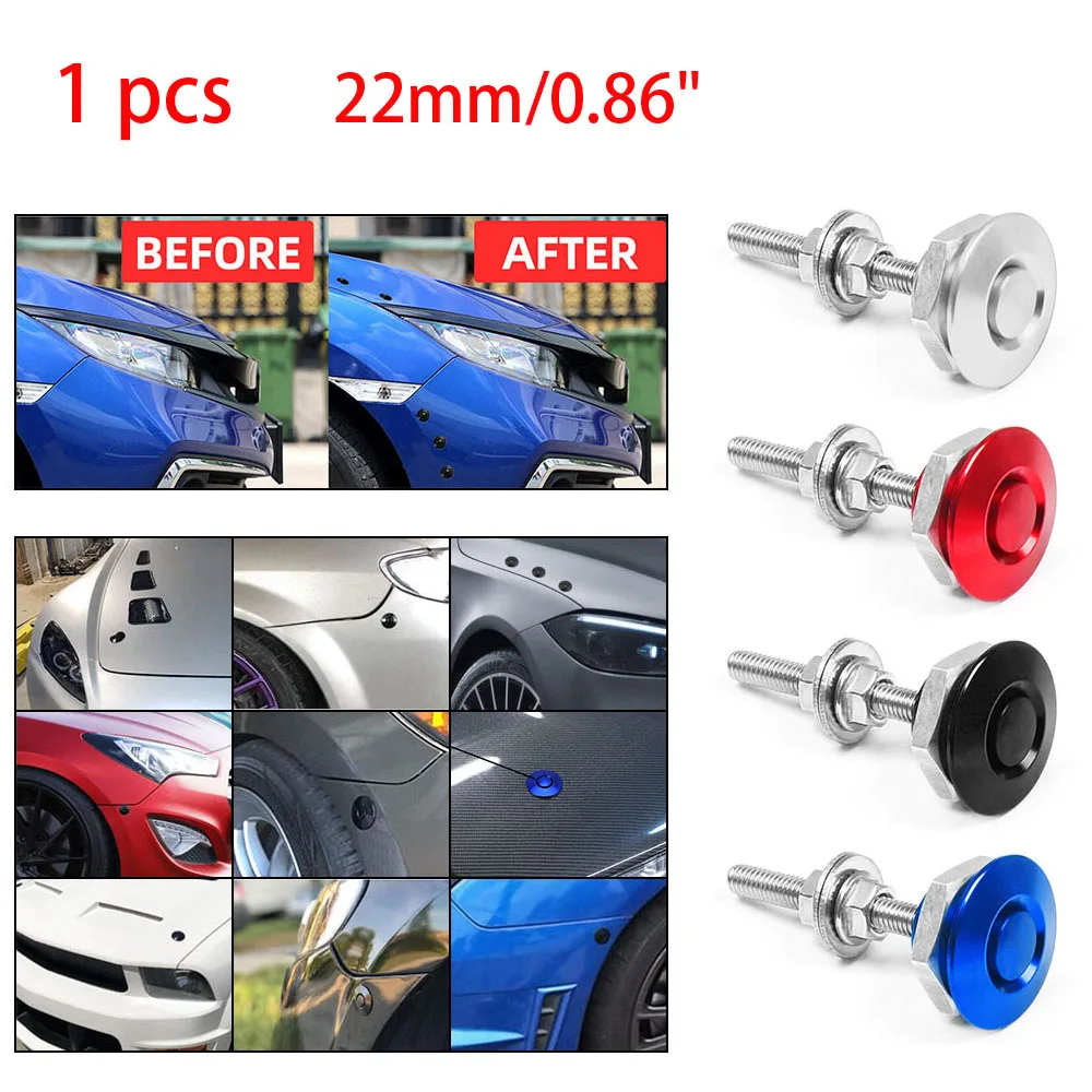 

22mm Universal Car Push Button Bonnet Hood Pin Lock Clip Kit Quick Release Latch Engine Bonnets Accessories Car Styling