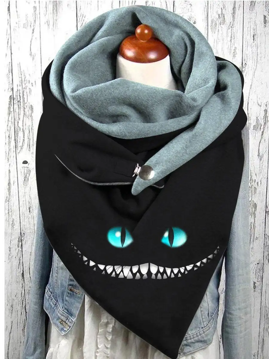 

Women's Autumn And Winter Punk Cheshire Cat Art Casual Scarf And Shawl