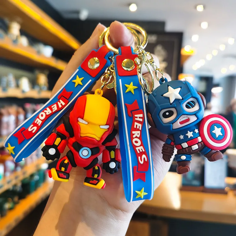 

Cute Cartoon Spiderman Silicone Keychains Marvel Superhero Pendant Keyrings Jewelry Keyholder for Bag Accessories