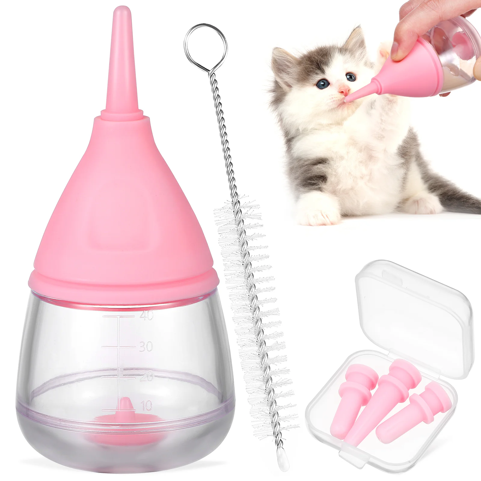 

Cleaning Brush Kitten Bottles For Nursing Newborn Puppies Puppy Pet Feeding Pacifier Milk Feeder