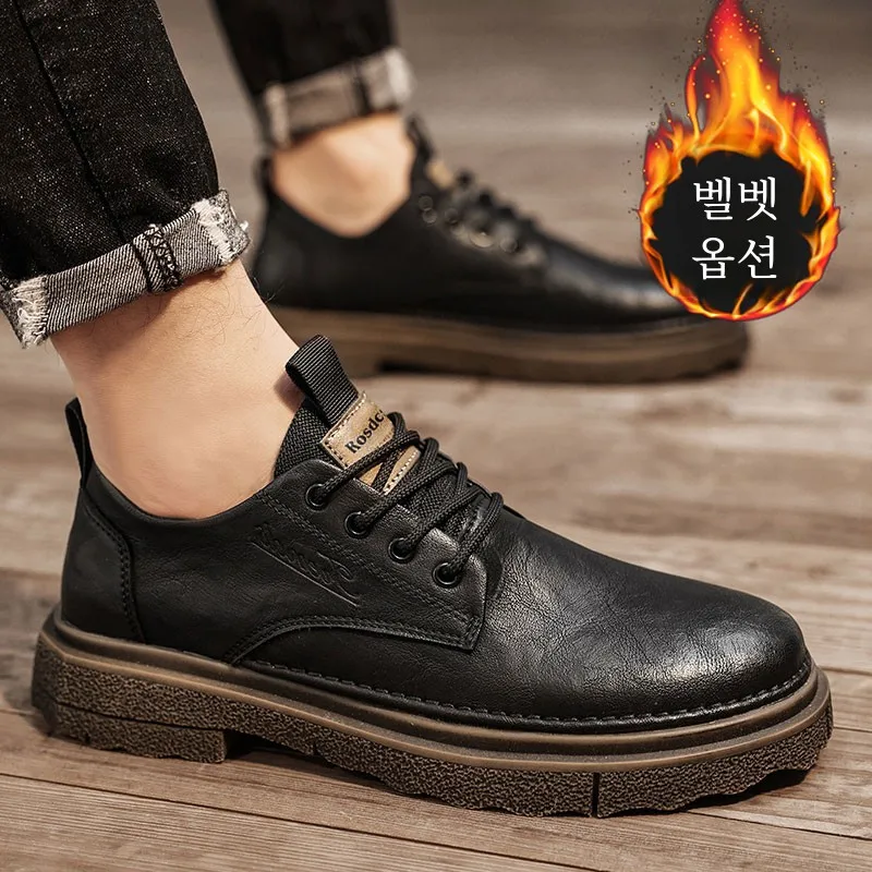 Мужская кожаная обувь зима 2024 новая студенческая деловая мужская повседневные