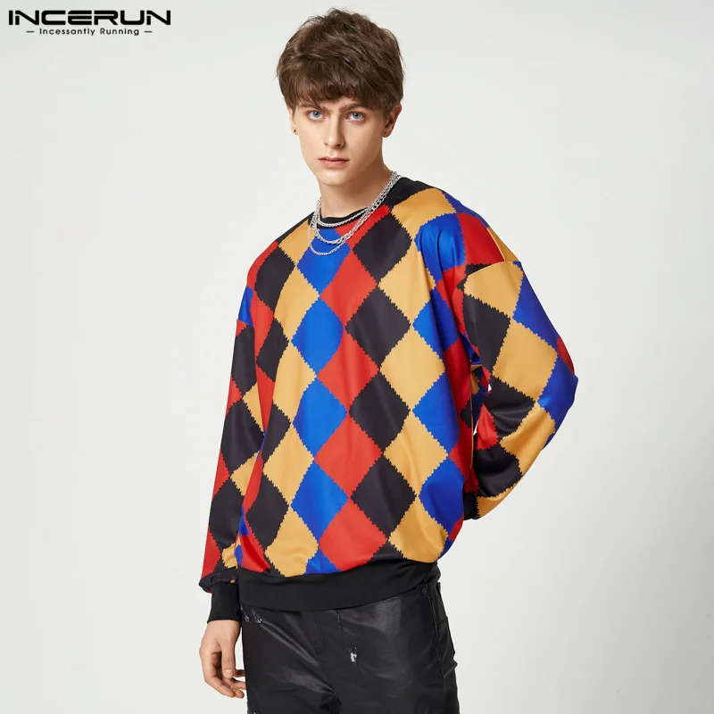 

Футболка INCERUN мужская с принтом, круглым вырезом и длинным рукавом