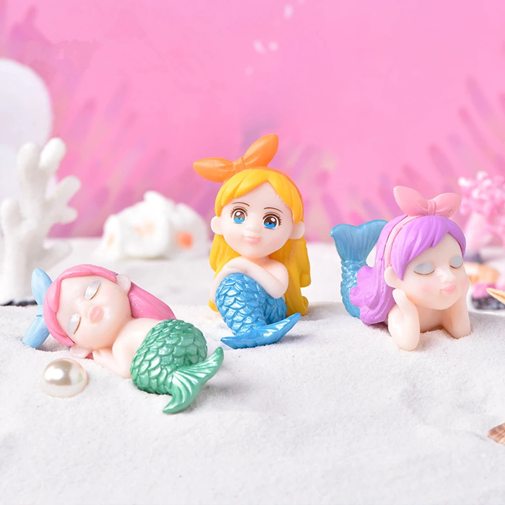 

Миниатюрное украшение для аквариума с маленькой русалочкой, поделки из смолы для домашнего рабочего стола, сада, сказочного кукольного дом...