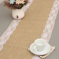 natural retro table runner linen jute lace table cloth tablecloth kitchen diy art christmas party hotel home decoration