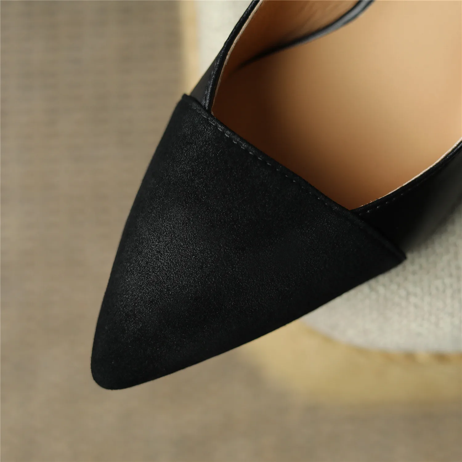 Women Cow Leather Sandal Pumps Pointed Toe Thin Med Heels Buckle Strap Shoes Extra Big Size 46 47 Spring Autumn Handmade Shoes