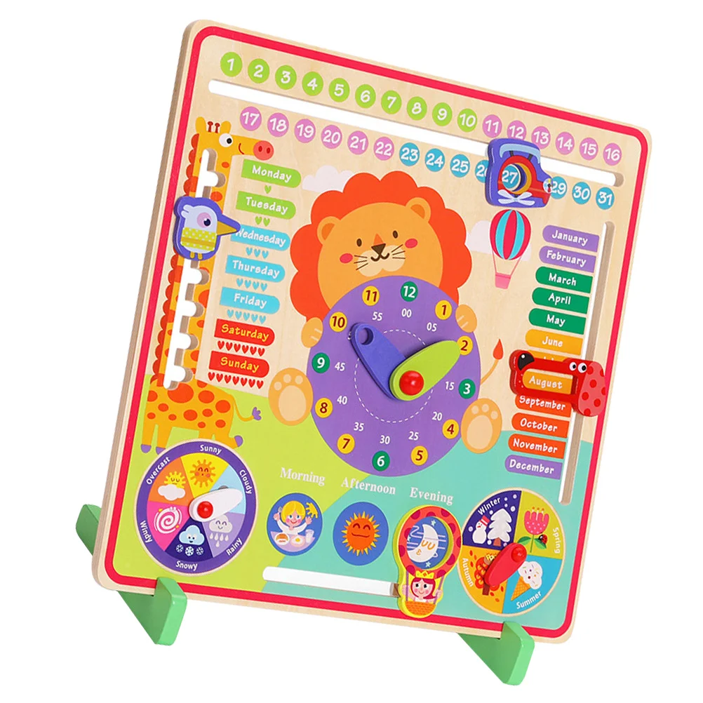 

Kids Learning Wooden Clock Sorting Clock Educational Clock Teaching Clock Toys Time Calendar Season Playset
