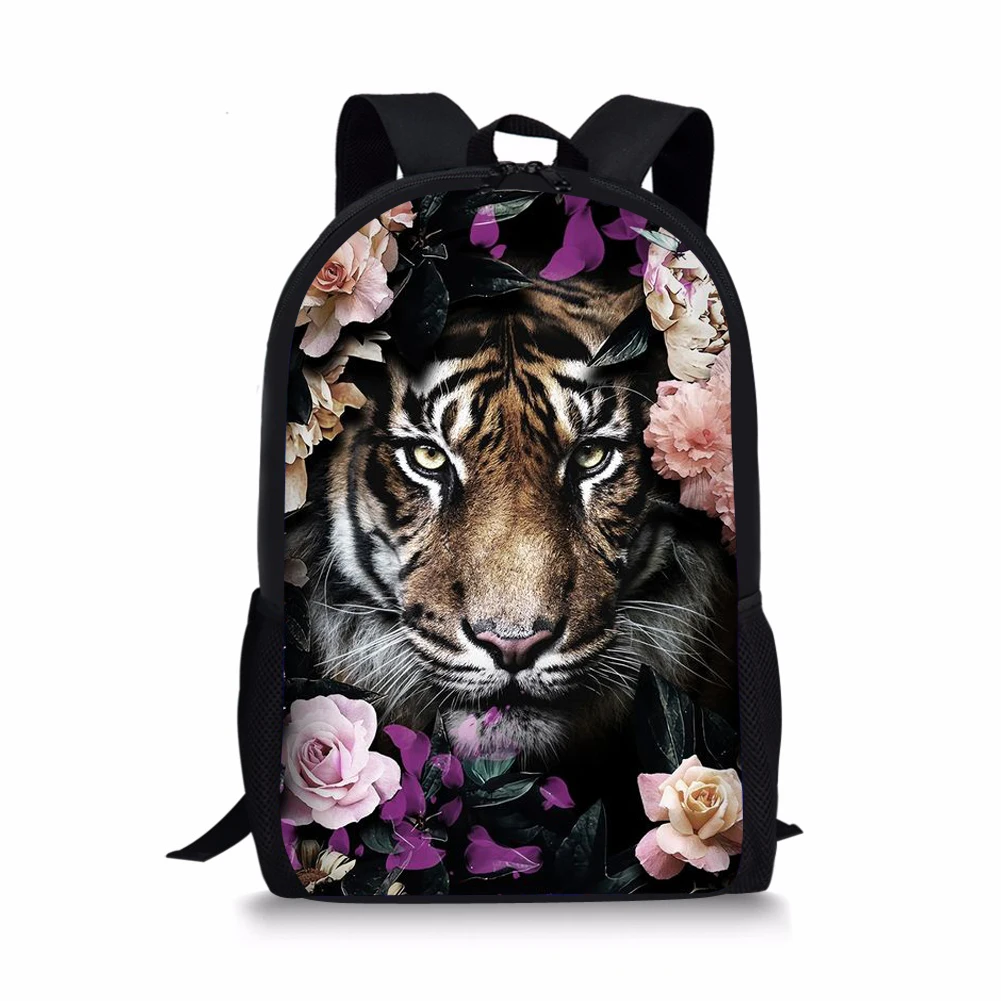 Animal Flower Style Print New Large Schoolbag Student School Backpack Waterproof Bagpack Capacity Primary Book Bags