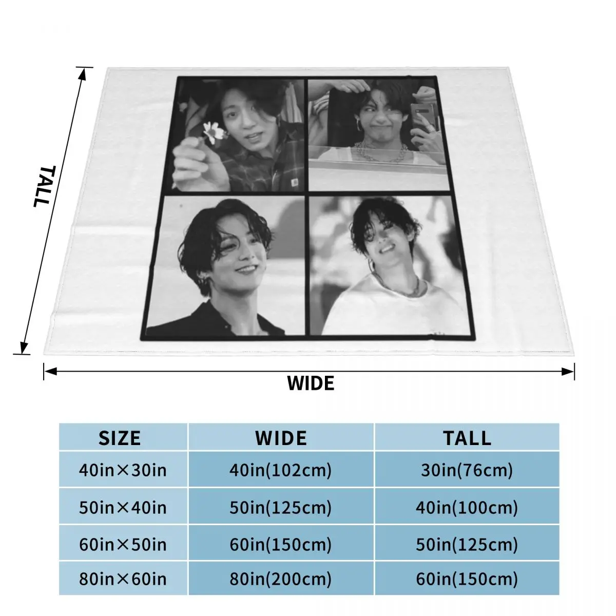 Taekook Ультрамягкое одеяло из микрофлиса