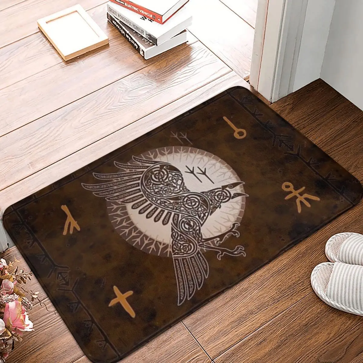 

Vikings Kitchen Non-Slip Carpet Drapeau Hugin Bedroom Mat Entrance Door Doormat Home Decoration Rug