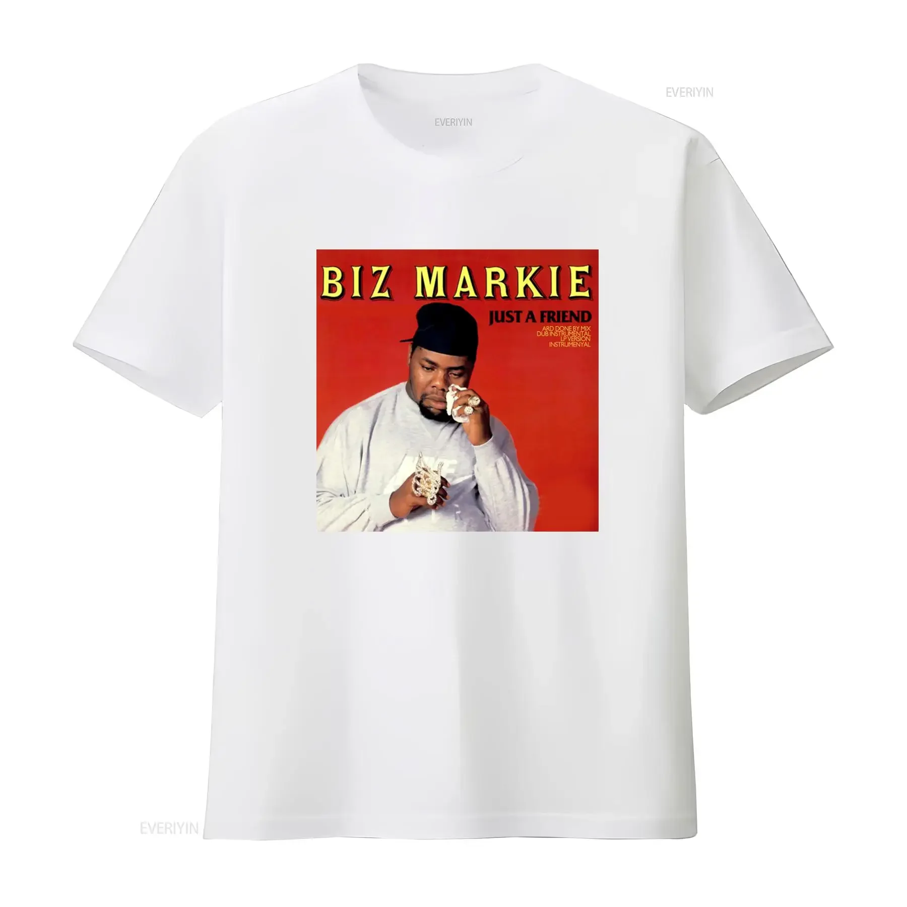 Фото Футболка в стиле хип-хоп с принтом Biz Markie Just A Friend для мужчин, винтажная, дышащая, эластичная, модная, повседневная, унисекс №3