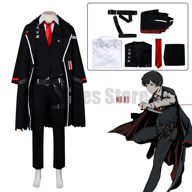 

Game Limbus Company YI Sang Cosplay Costume LEE SANG Uniforms Men Black Coat Pants Outfits Halloween Carnival Party Suit Unisex