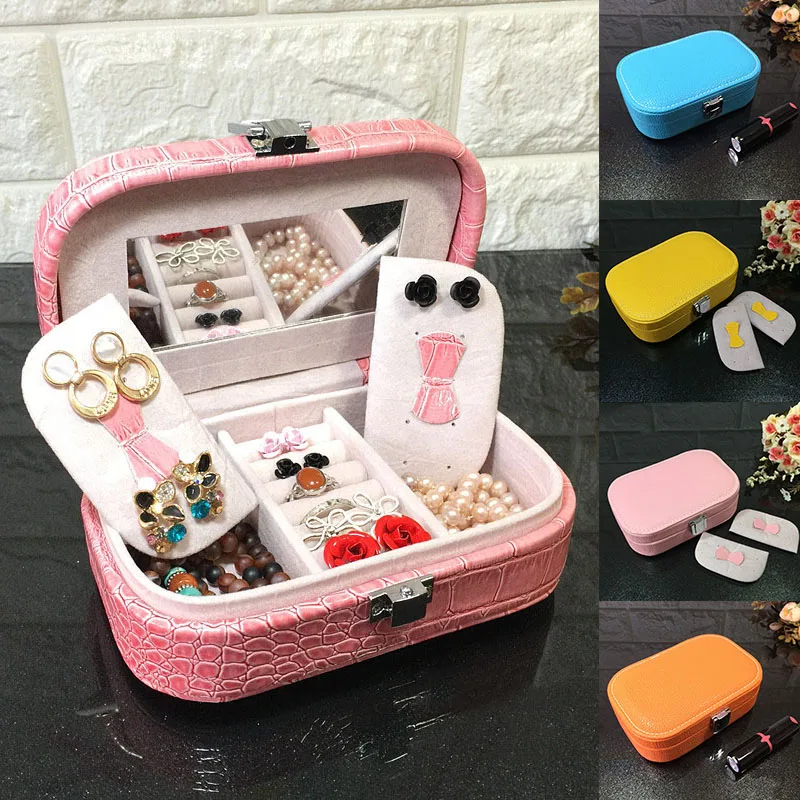 PU Leather Travel Jewelry Box Snake Pattern Storage Organizer Portable Earrings Rings Necklace Jewelry Organizer Display Box