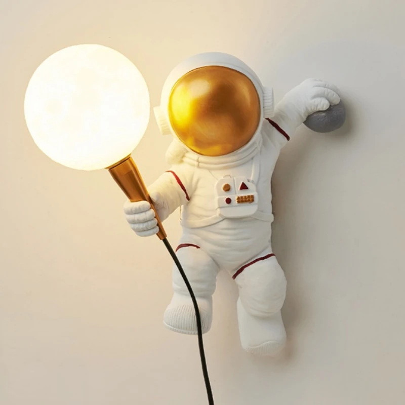 

Children's Room LED Moon Wall Lamps for Home Kids Living Room Wall Sconce Modern Astronaut Corridor Bedroom Bedside Wall Light