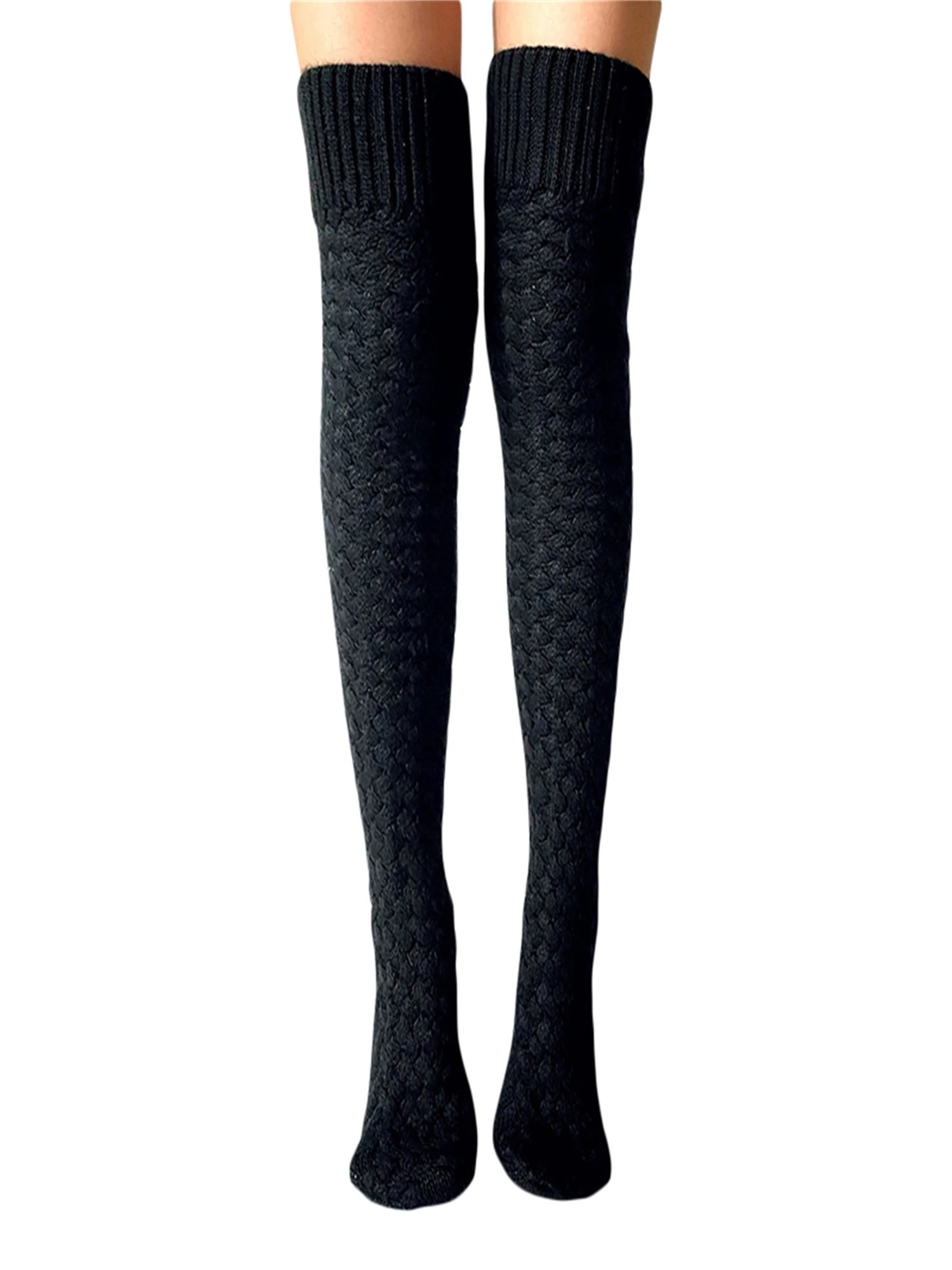 

Женские Вязаные гольфы, однотонные длинные гольфы до колена, толстые гольфы на весну, осень и зиму