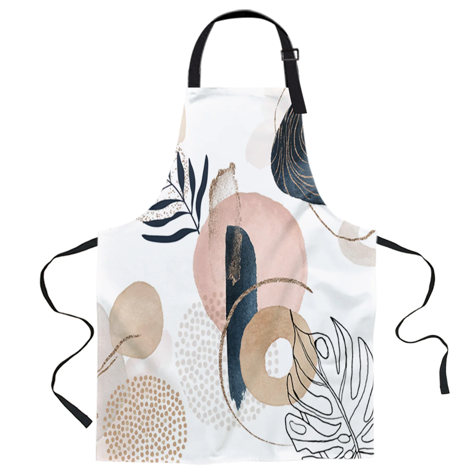 

Bohemian Navy Tropical Palm Design Adjustable Canvas Kitchen Coffee Apron Ladies Couple Cooking Dining